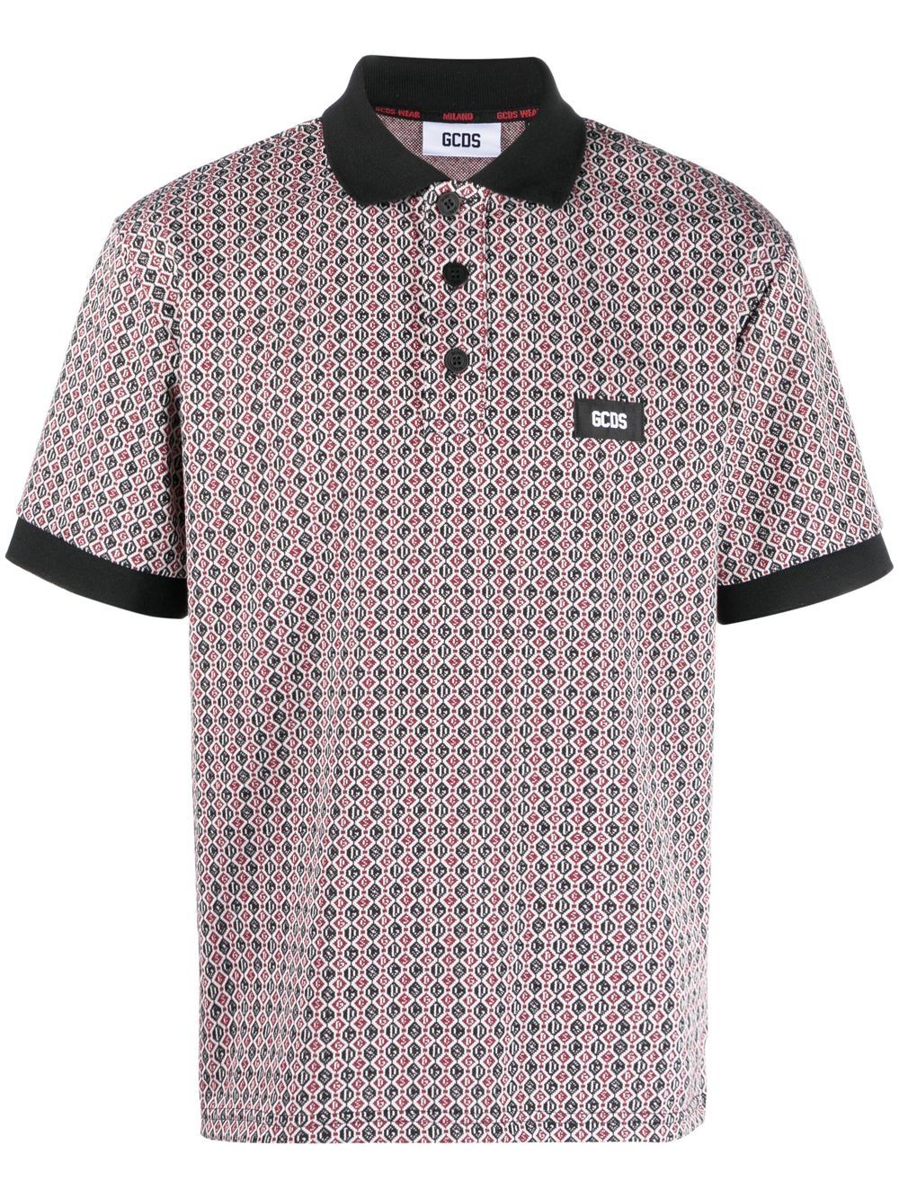 Logo-patch jacquard polo shirt - Red