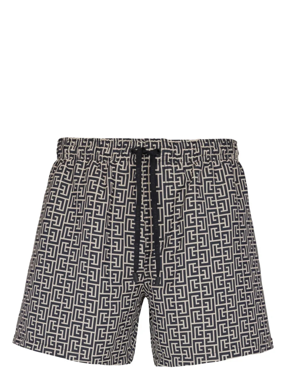 Labyrinth-Print Swim Shorts — Black