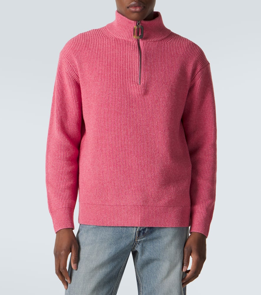 Wool and cotton half-zip sweater