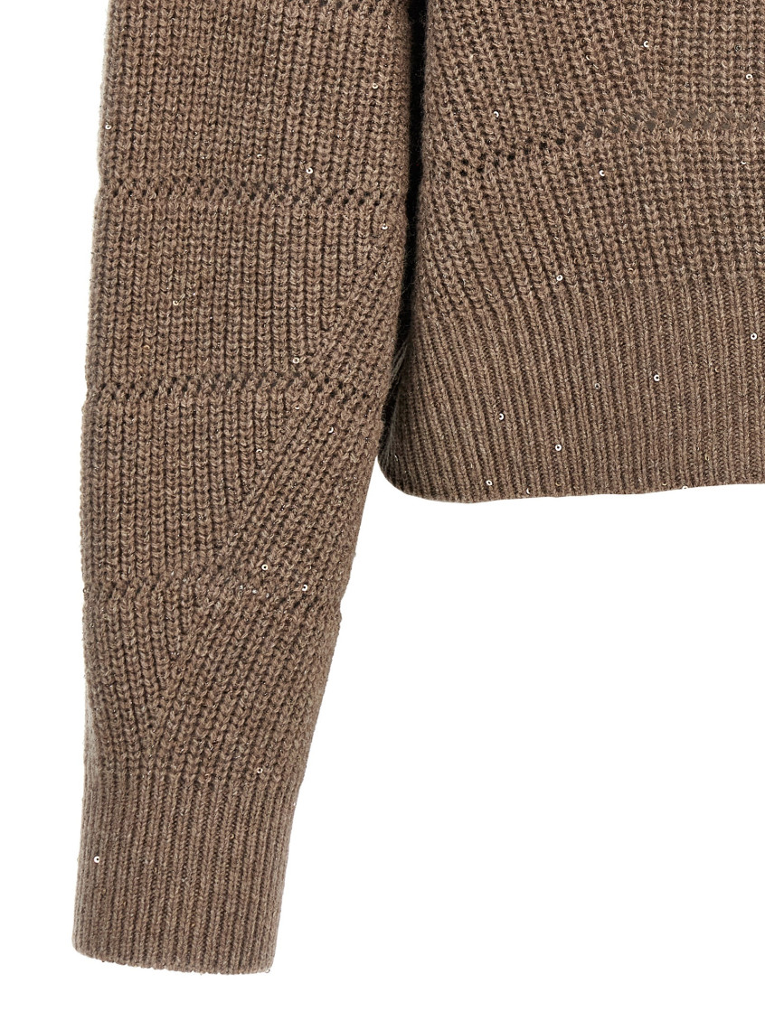 Brunello Cucinelli - Rustic Dazzling Net Sweaters And Cardigans Brown