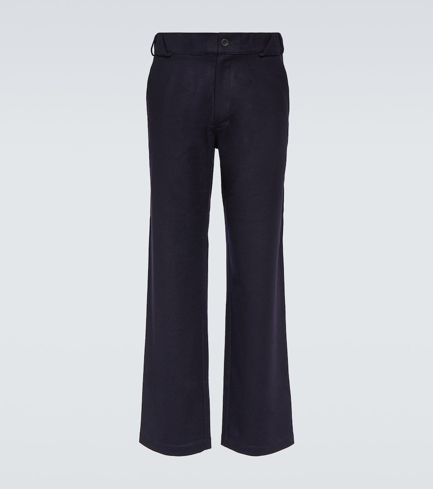 Straight leg wool-blend pants