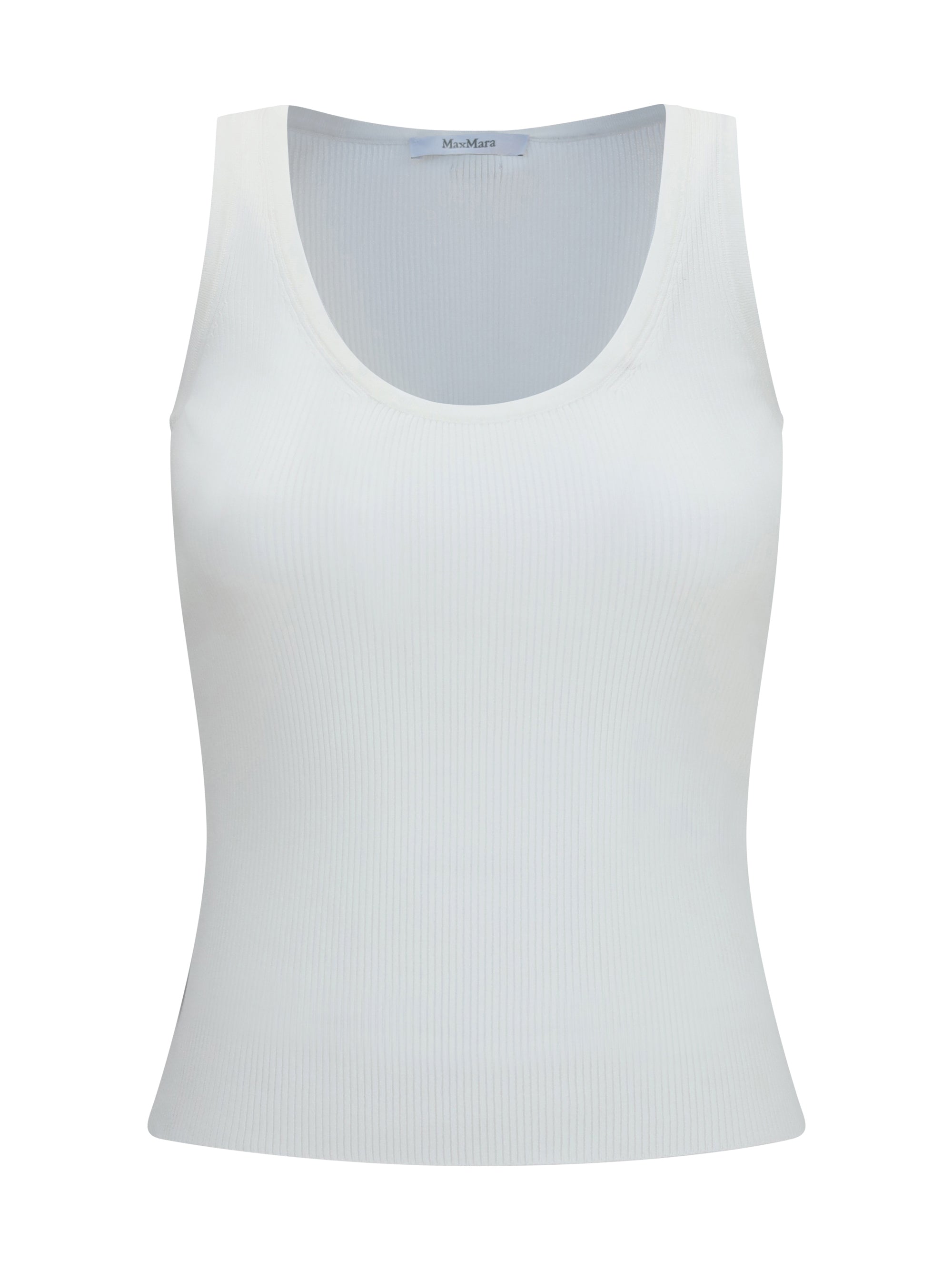 Ribbed Jersey Tank Top — White