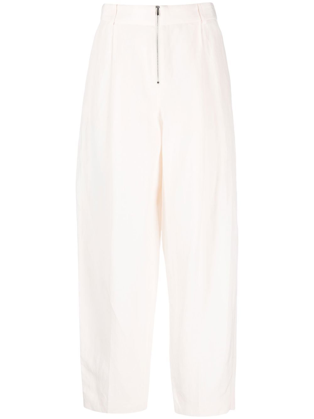 High-waisted linen-silk blend trousers - Pink