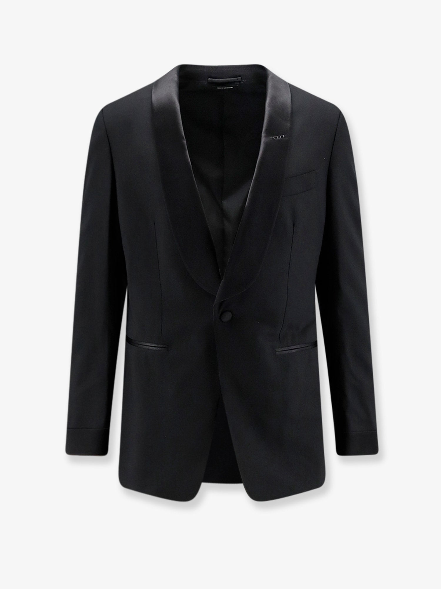 Tuxedo Wool Blazer — Black