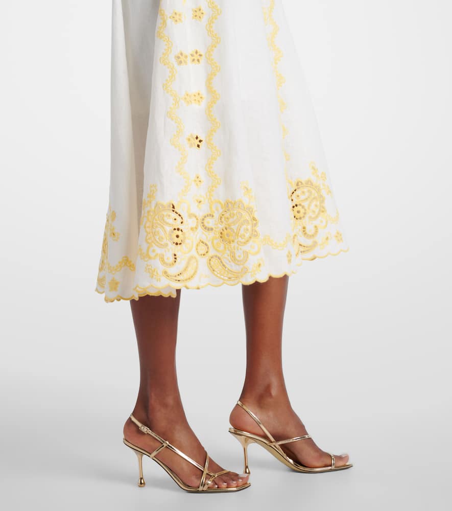 Lucky embroidered linen midi dress
