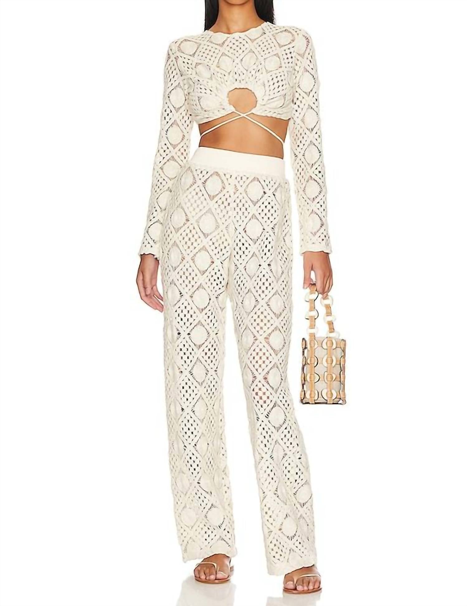 Hira Crochet Pants In Chalk