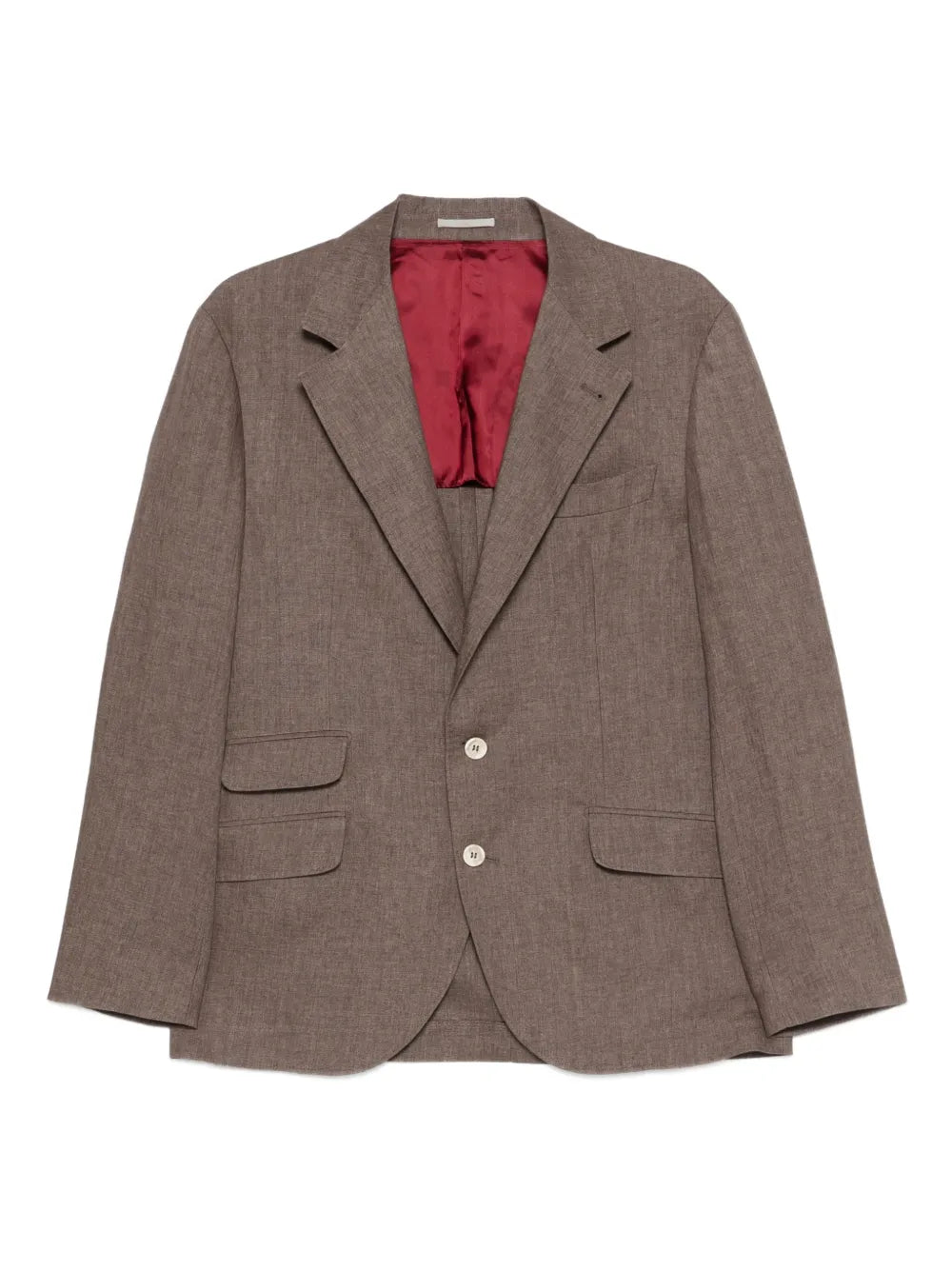Linen Single-Breasted Blazer — Brown