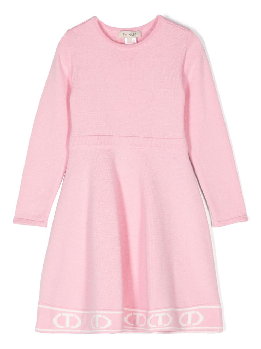 Jacquard-Oval T knitted dress - Pink