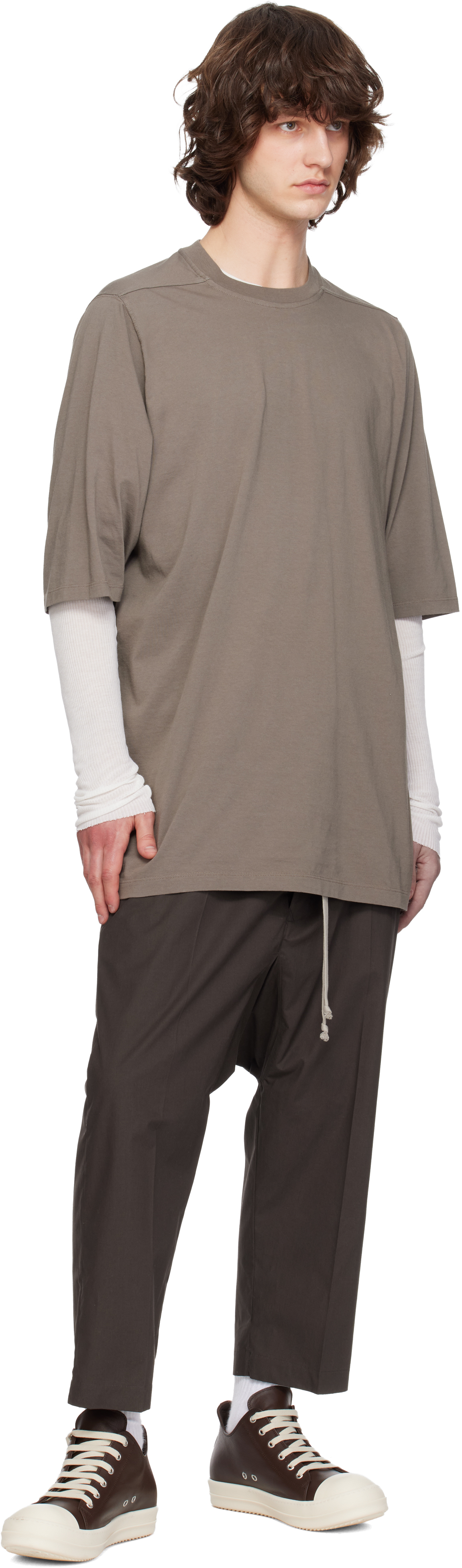 Gray Temple Drawstring Cropped Trousers