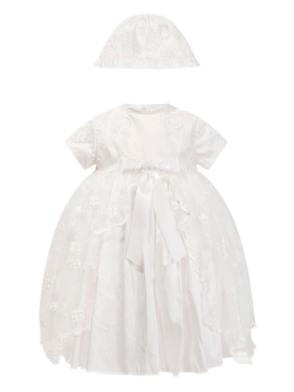 Floral-embroidered layered dress (set of two) - White