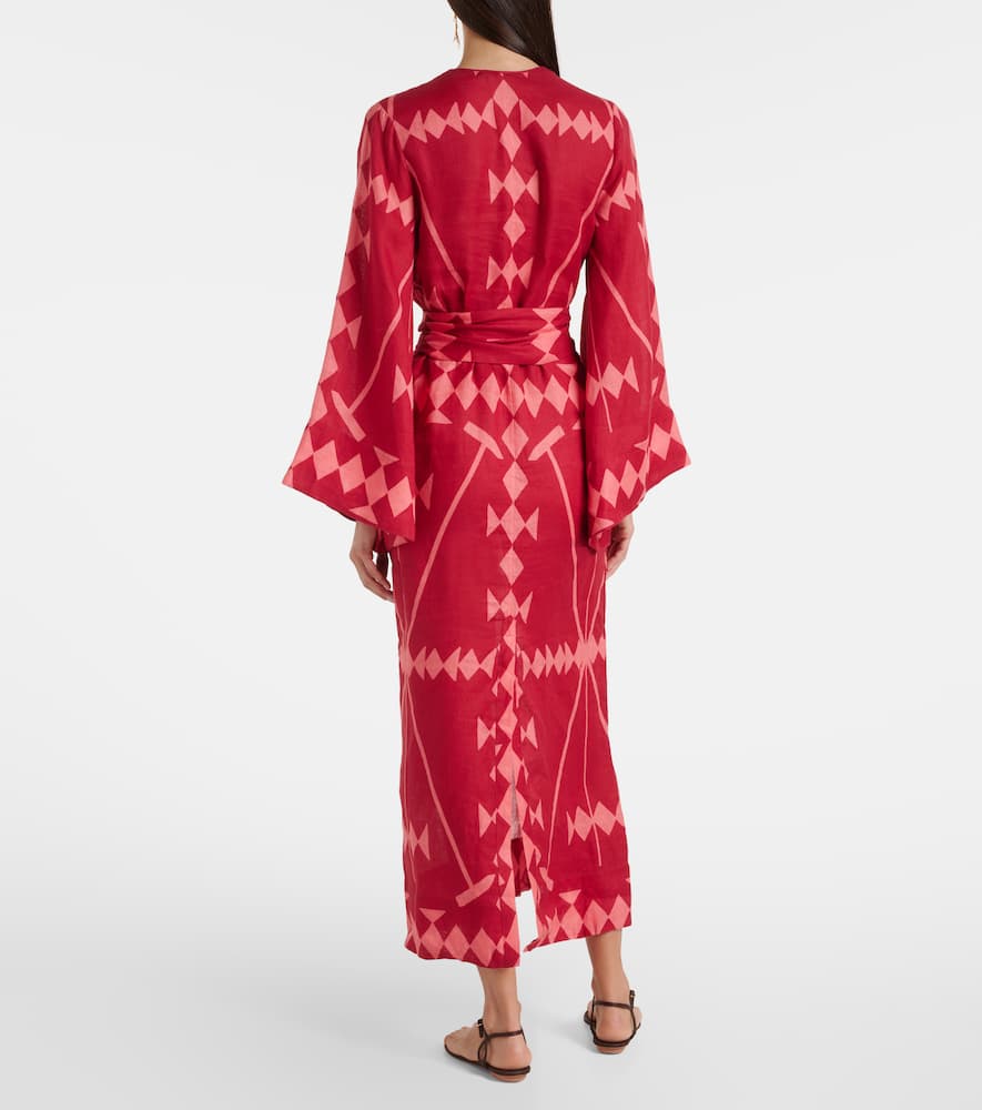 Printed linen maxi dress