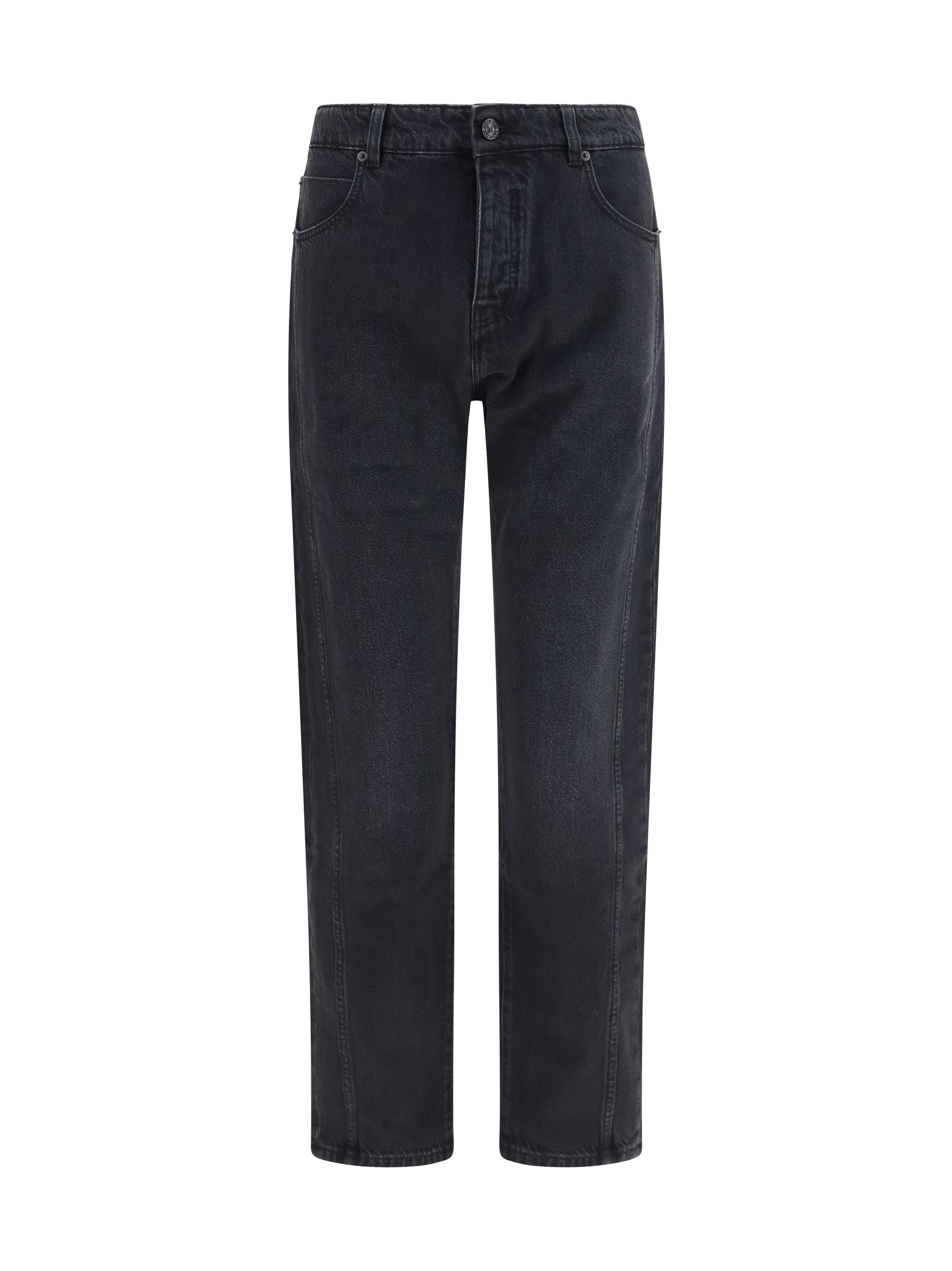 Straight-Leg Denim Jeans — Black