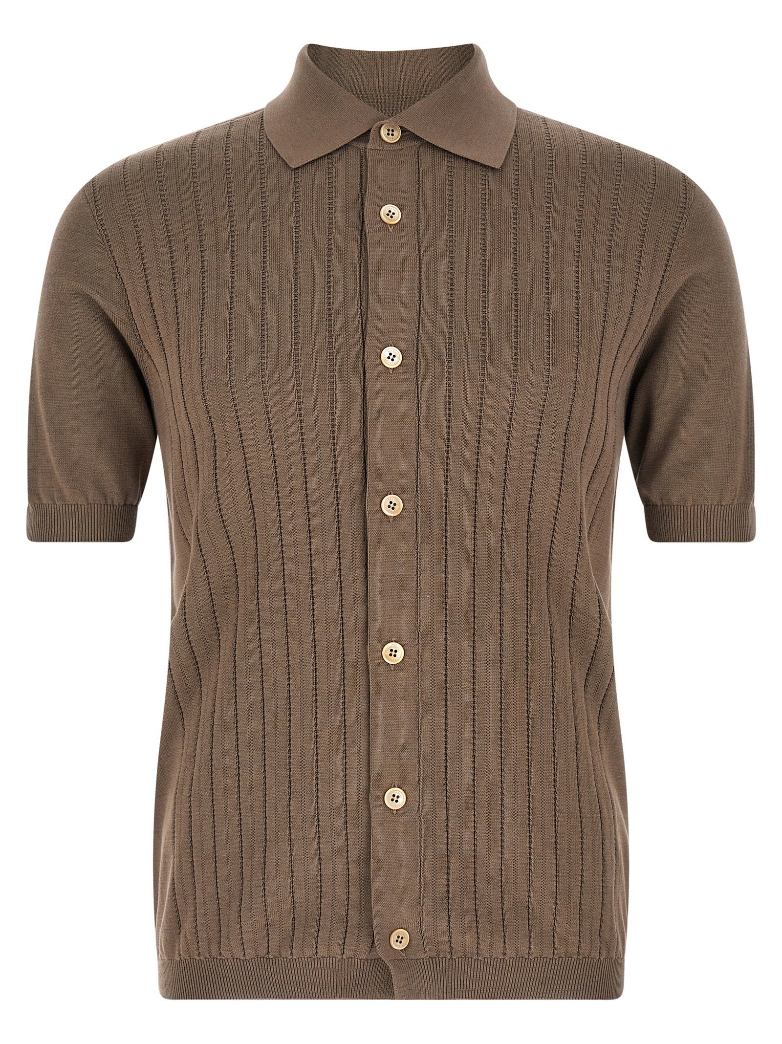 Ribbed Knit Shirt — Taupe