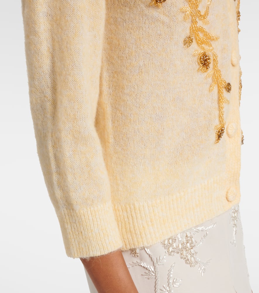 Beaded alpaca and wool-blend cardigan