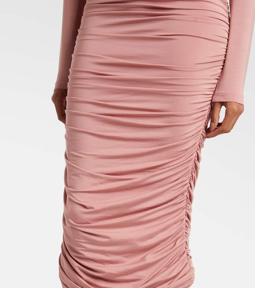 Ruched jersey midi dress