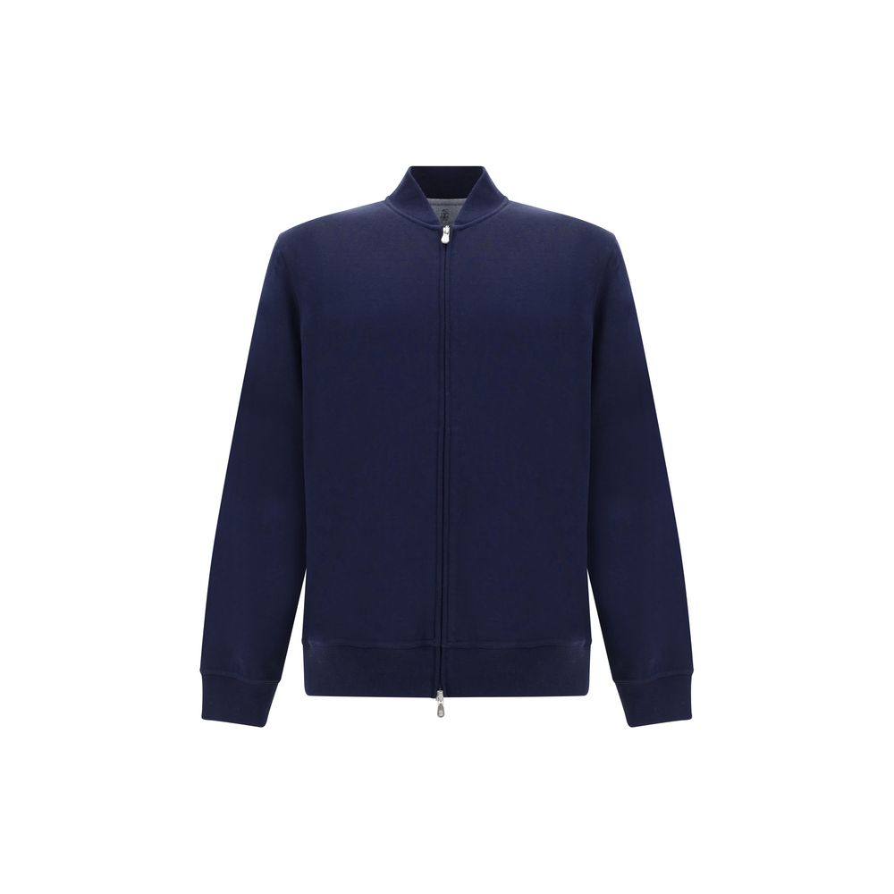 Cotton Zip Sweatshirt — Navy