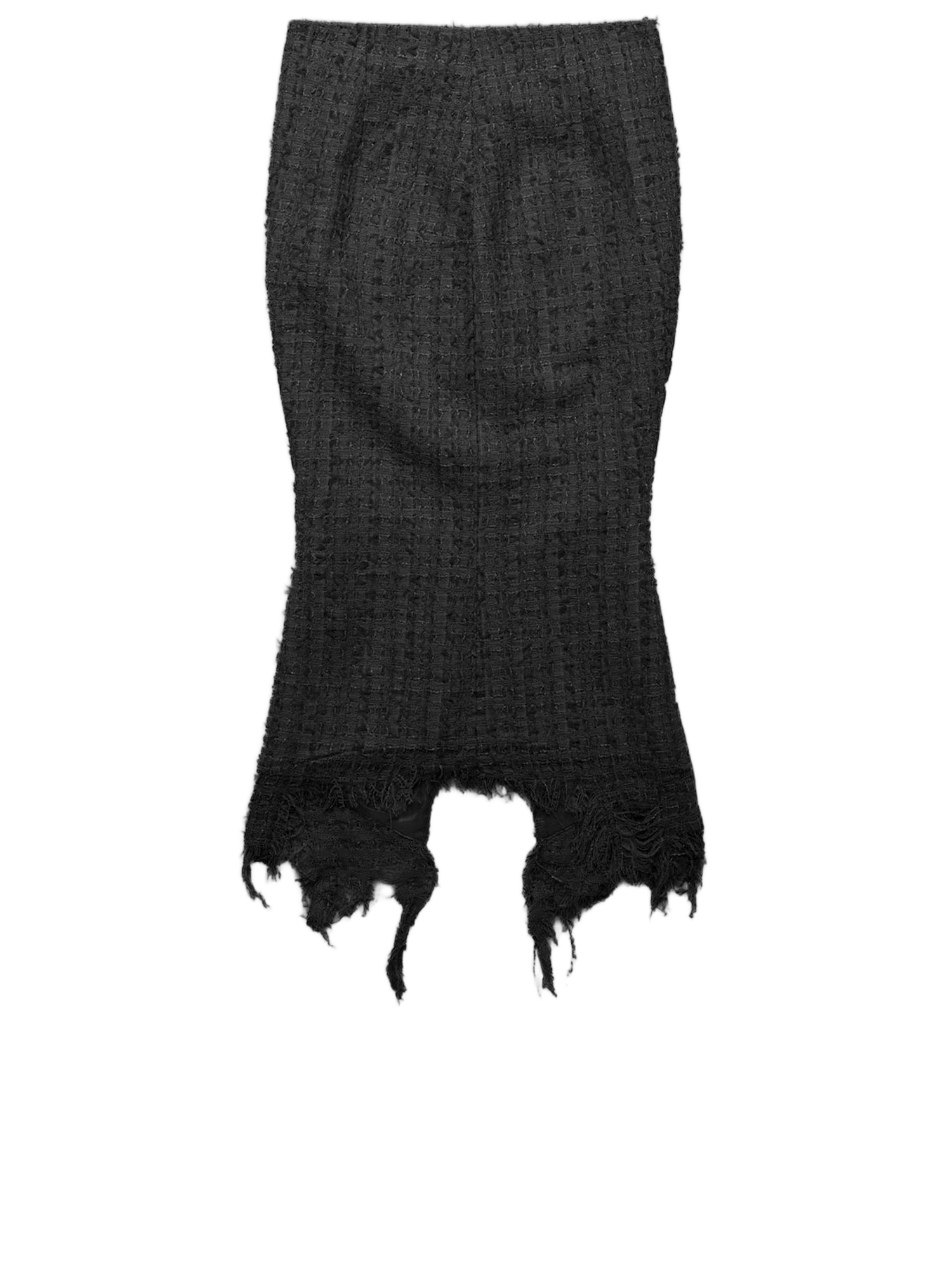 Black Fringed Cotton-Blend Skirt