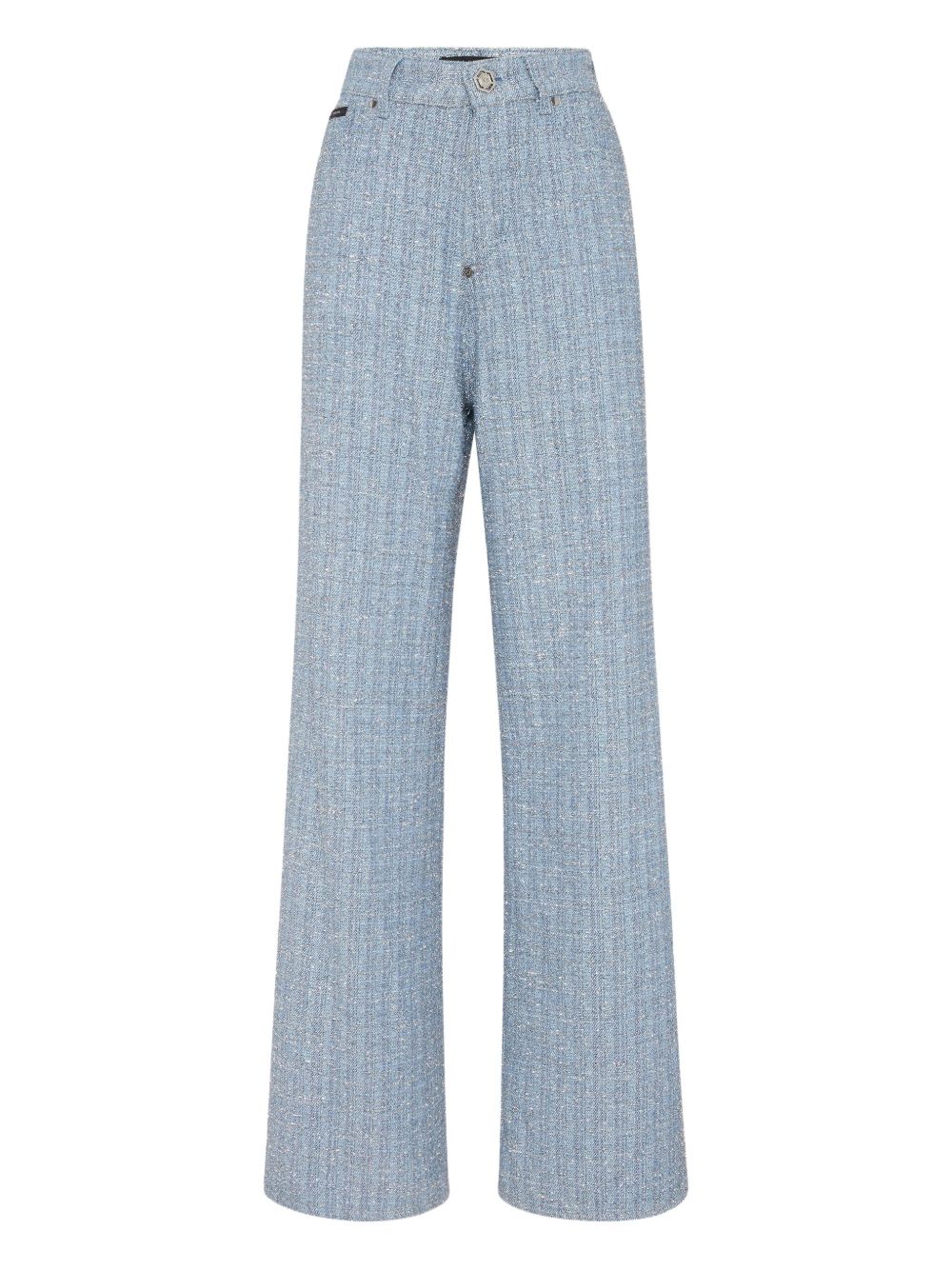 Philipp Plein tweed wide-leg jeans - Blue