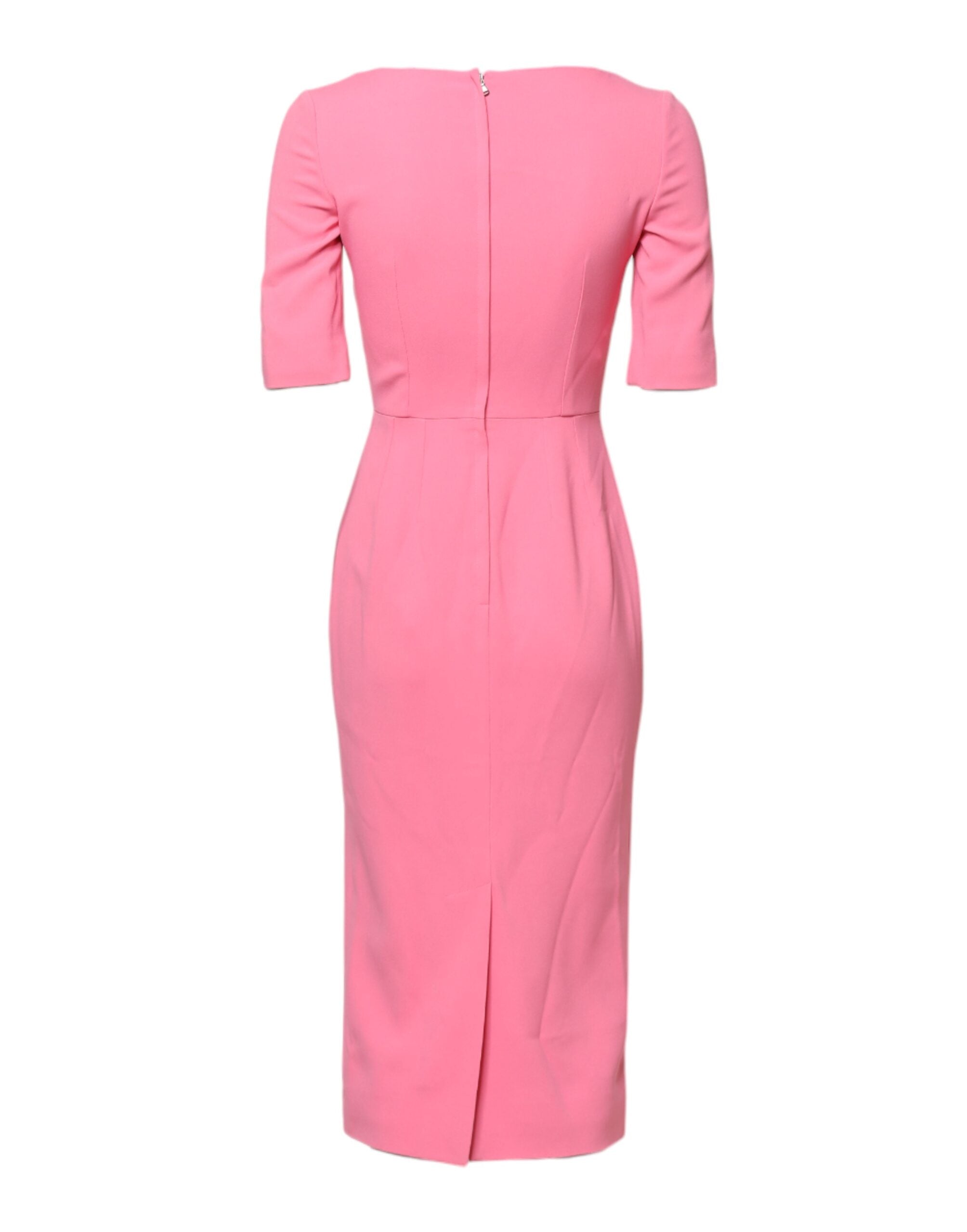 Viscose Sheath Midi Dress — Pink