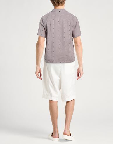 Man Shirt Lilac Size M Cotton, Linen
