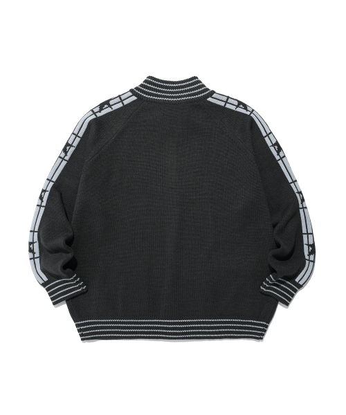STAR TRACK KNIT ZIP UP_CHARCOAL