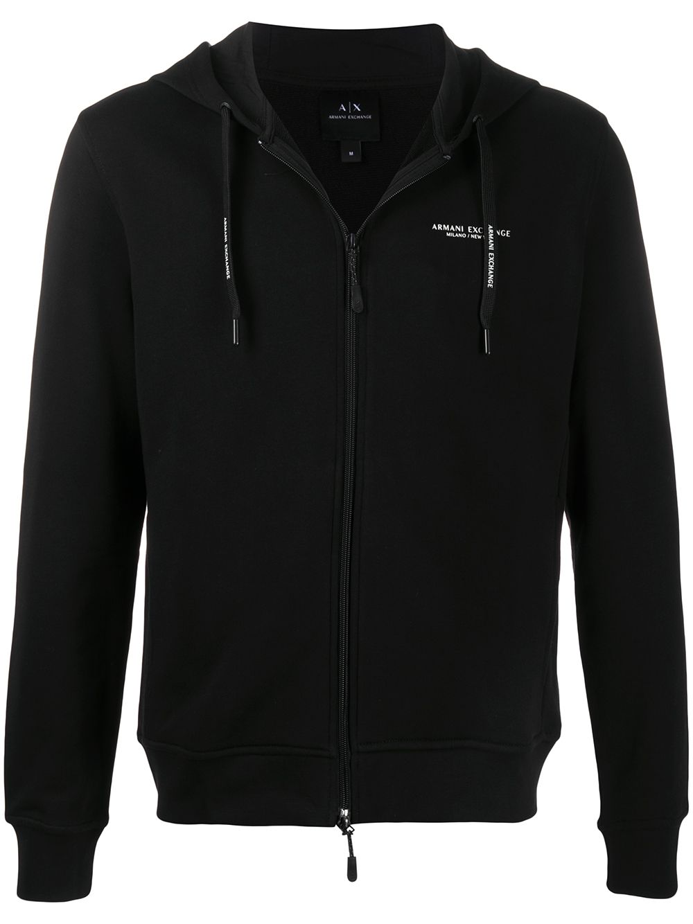 Logo print zipped hoodie - Black