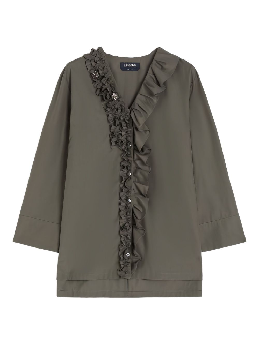 Ruffled v-neck blouse - Grey