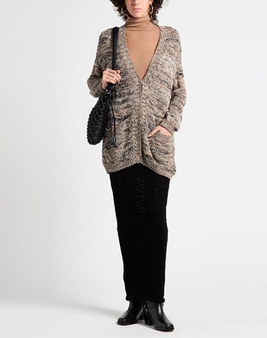Woman Cardigan Camel Size 6 Cotton, Linen, Viscose, Metallic fiber, Polyamide