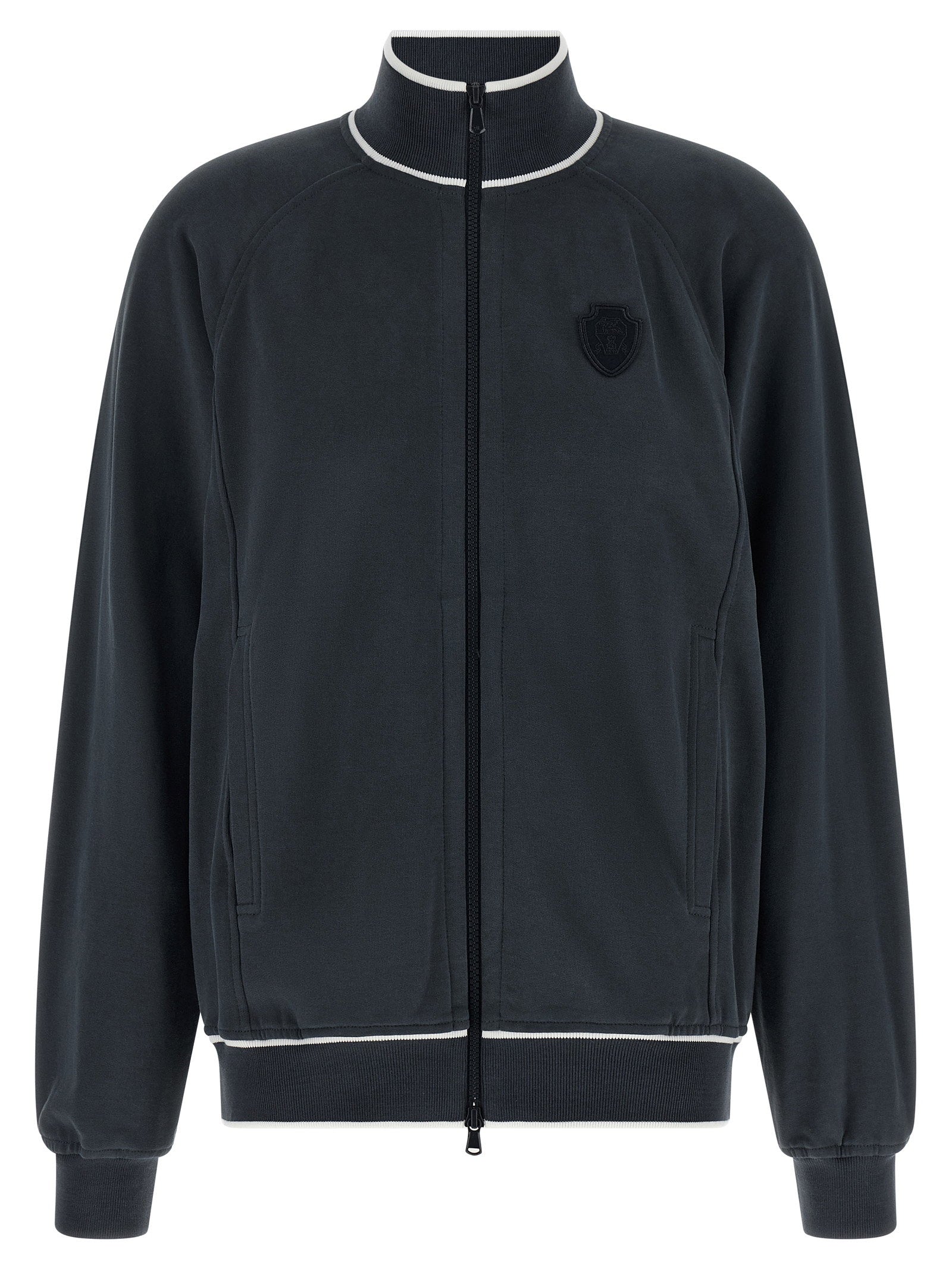 Heraldic Patch Cotton Sweatshirt — Navy