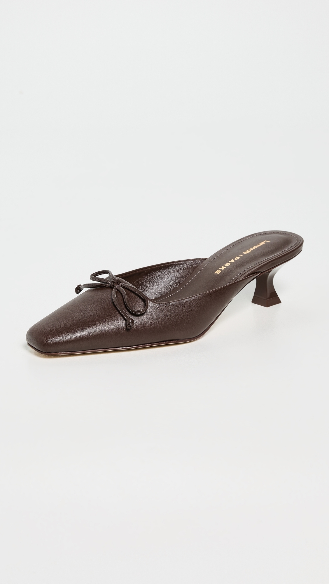 Larroude x Parke Mules Luster Calf Brown