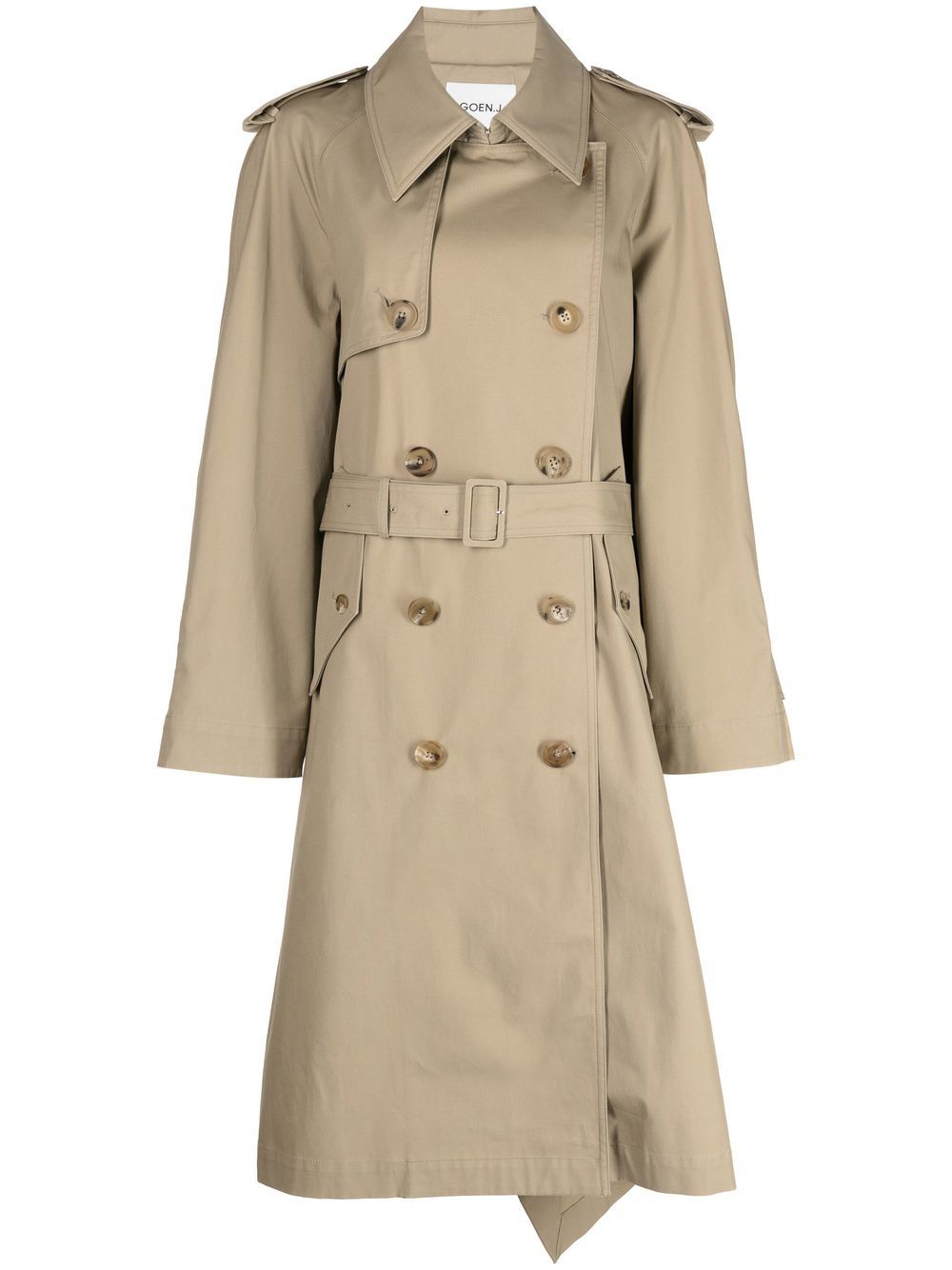 Double-breasted two-tone trench coat - Brown