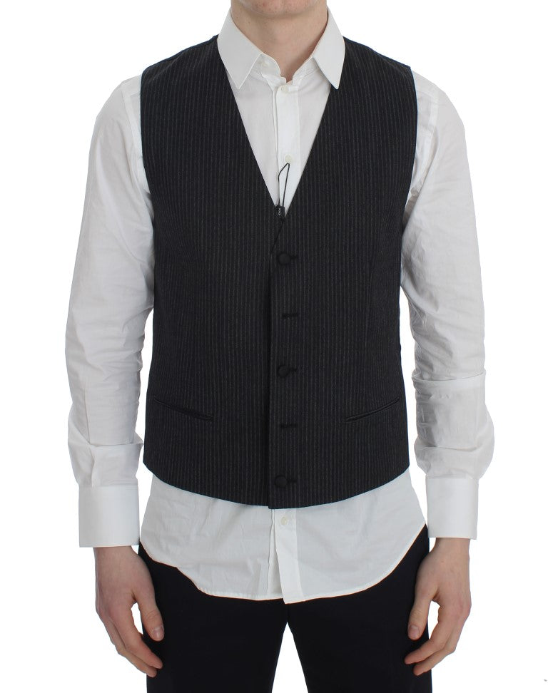 Pinstriped Wool Vest — Gray