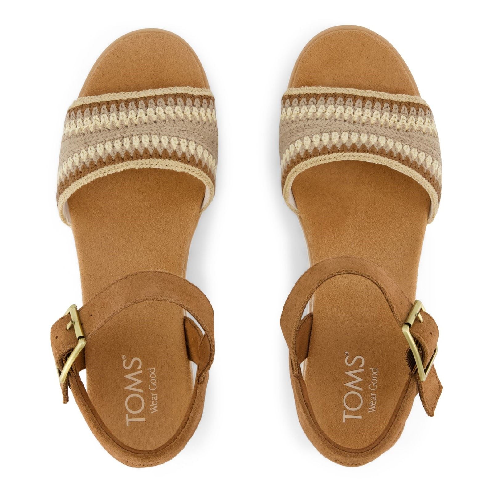 Toms Diana Wedge Leather Women's Dark Beige Sanda