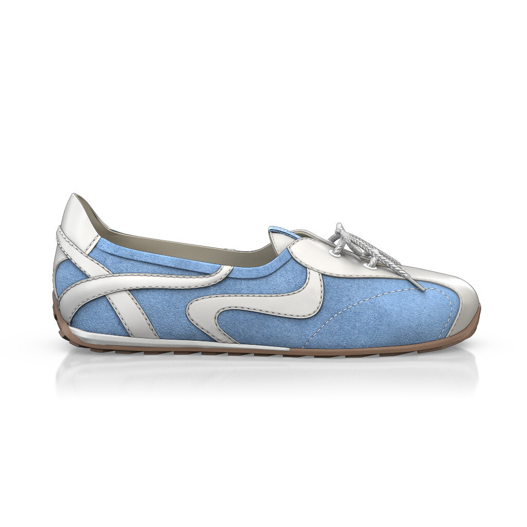 Ballerines de sport Femme Faites main en Italie en Cuir Bleu Clair - Sur Mesure, Petit, Enfiler - GIROTTI
