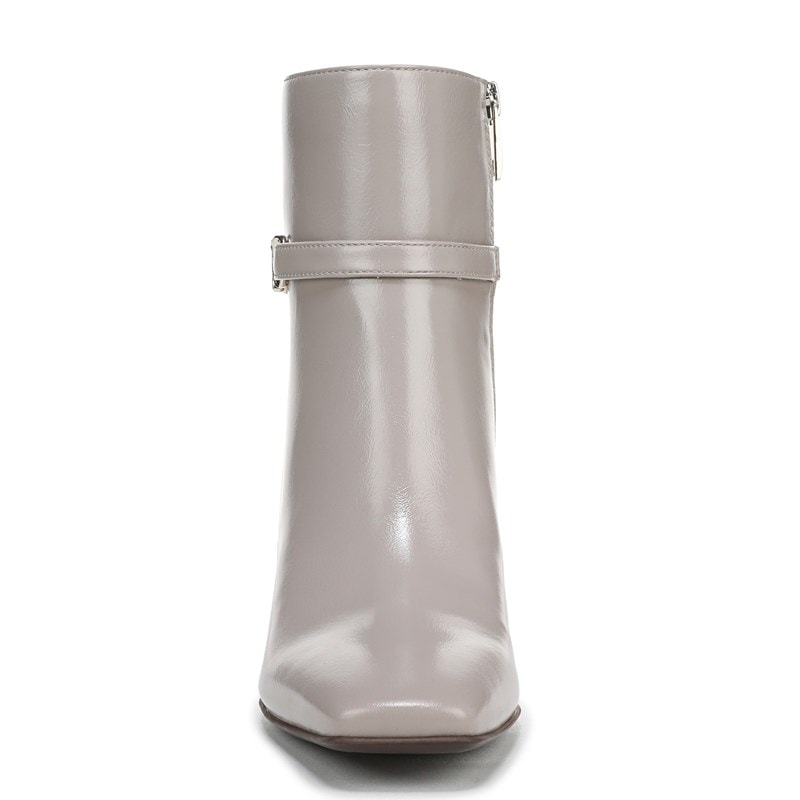 Nanette Ankle Bootie Boots, Soft Milk Grey Faux Leather