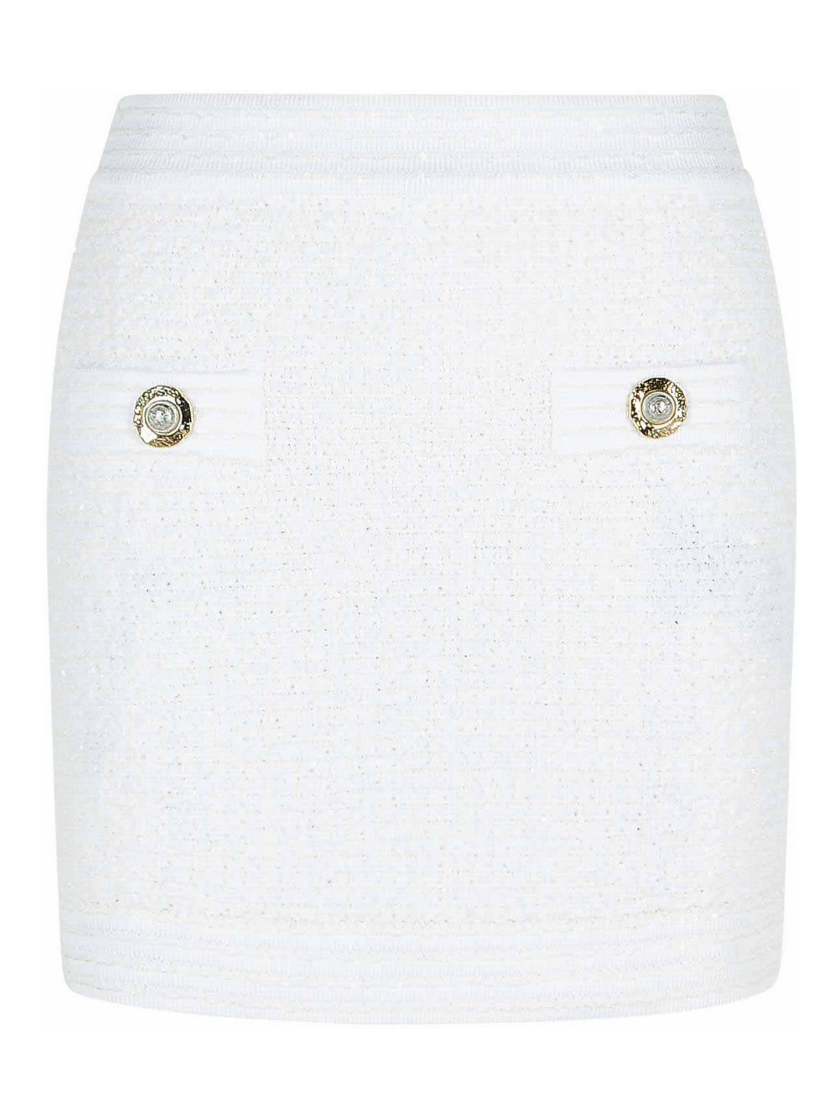 White Cotton Blend Miniskirt