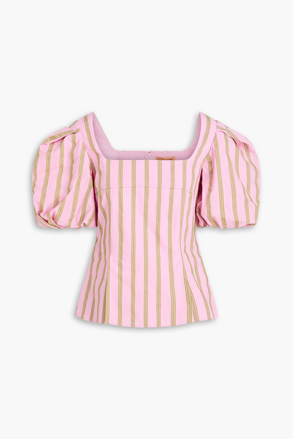 Striped cotton-jacquard top - Pink - L