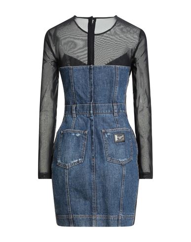 Woman Mini dress Blue Size 0 Cotton, Polyamide, Elastane