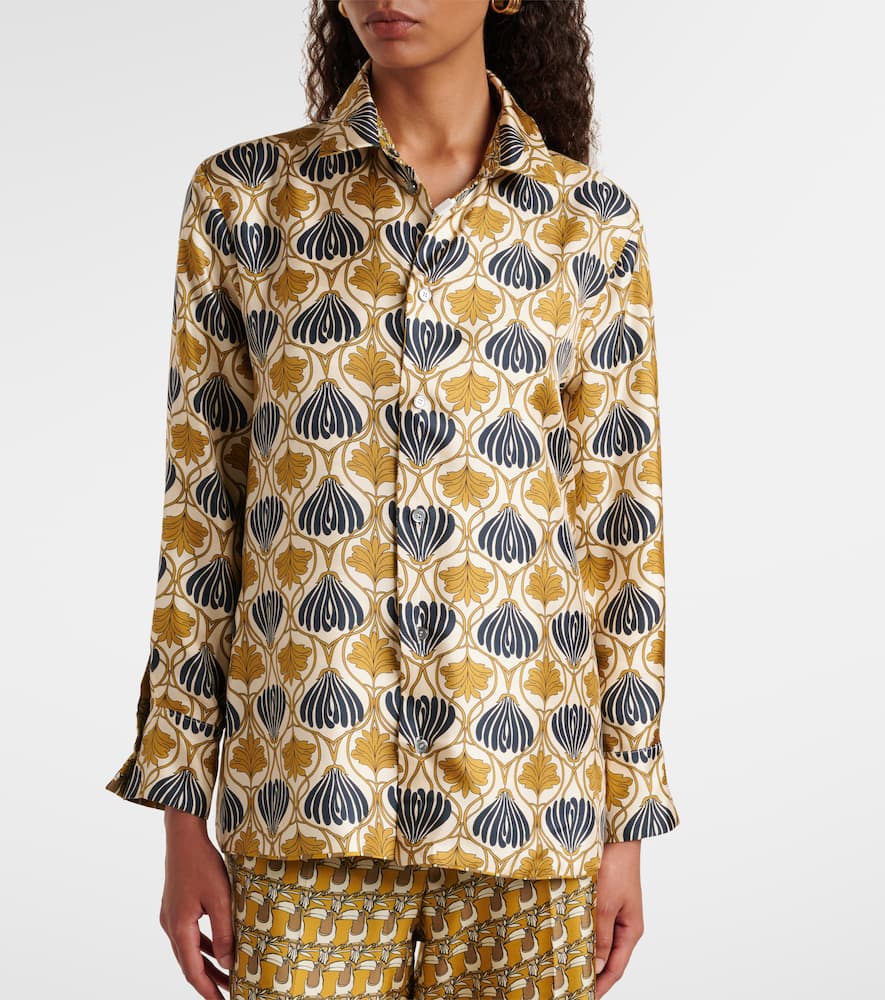 Printed reversible silk shirt