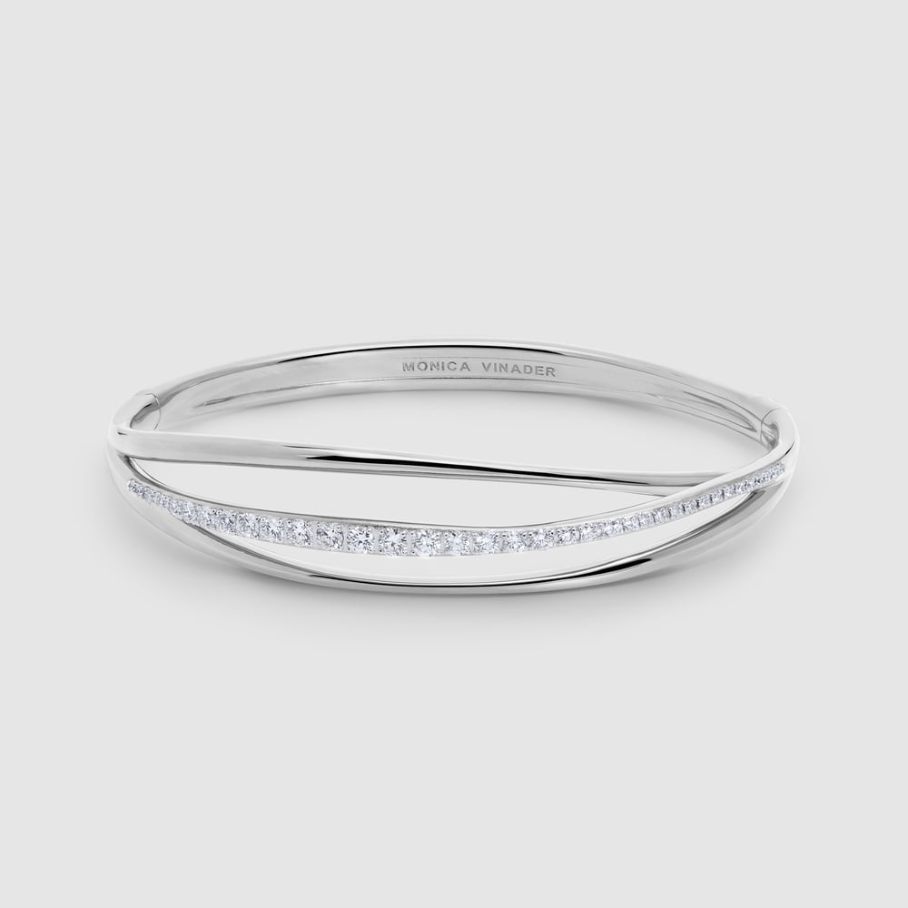Sterling Silver Nura Wrap Pavé Diamond Bangle Lab Grown Diamond
