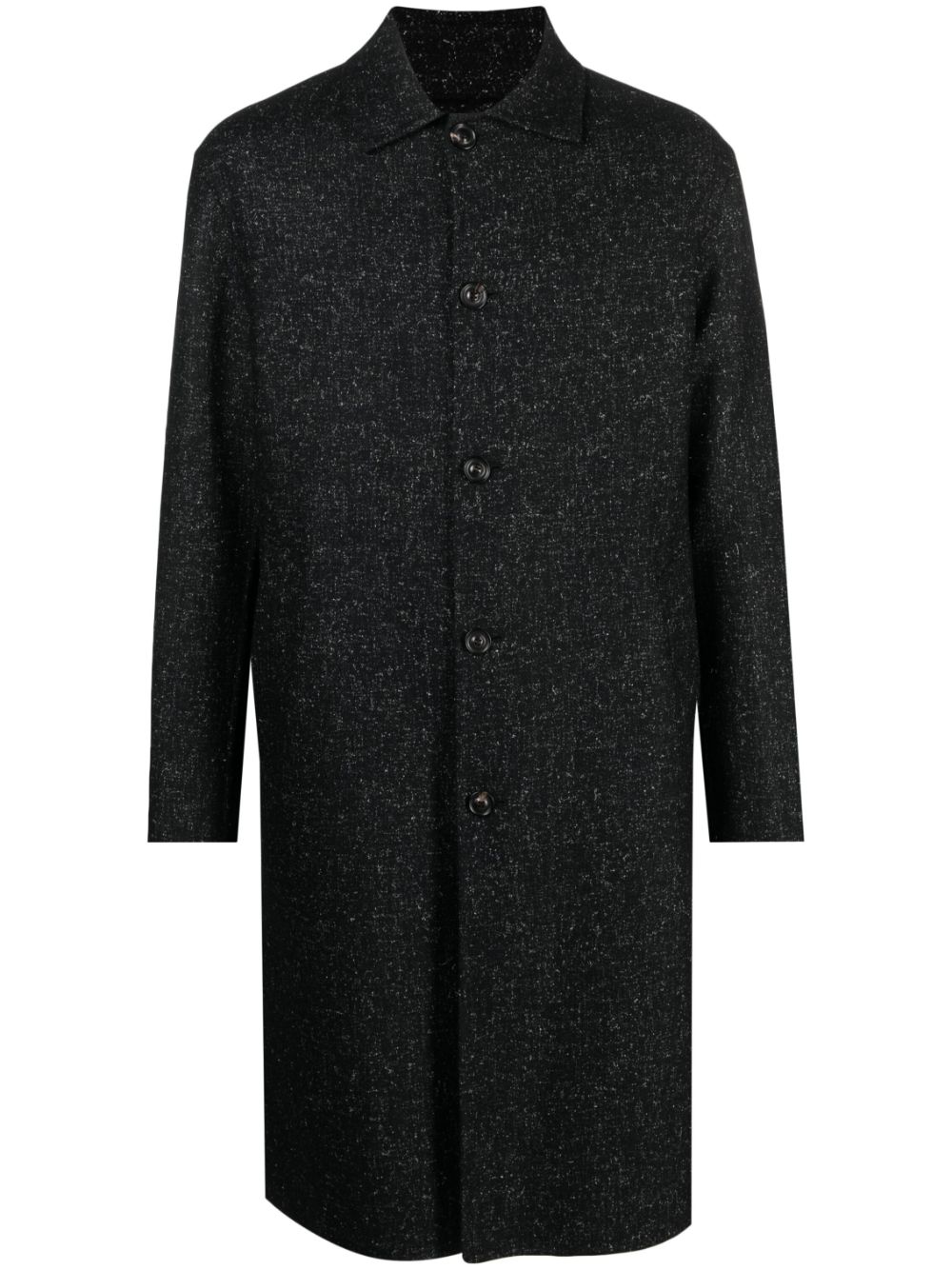 Single-breasted marled coat - Black
