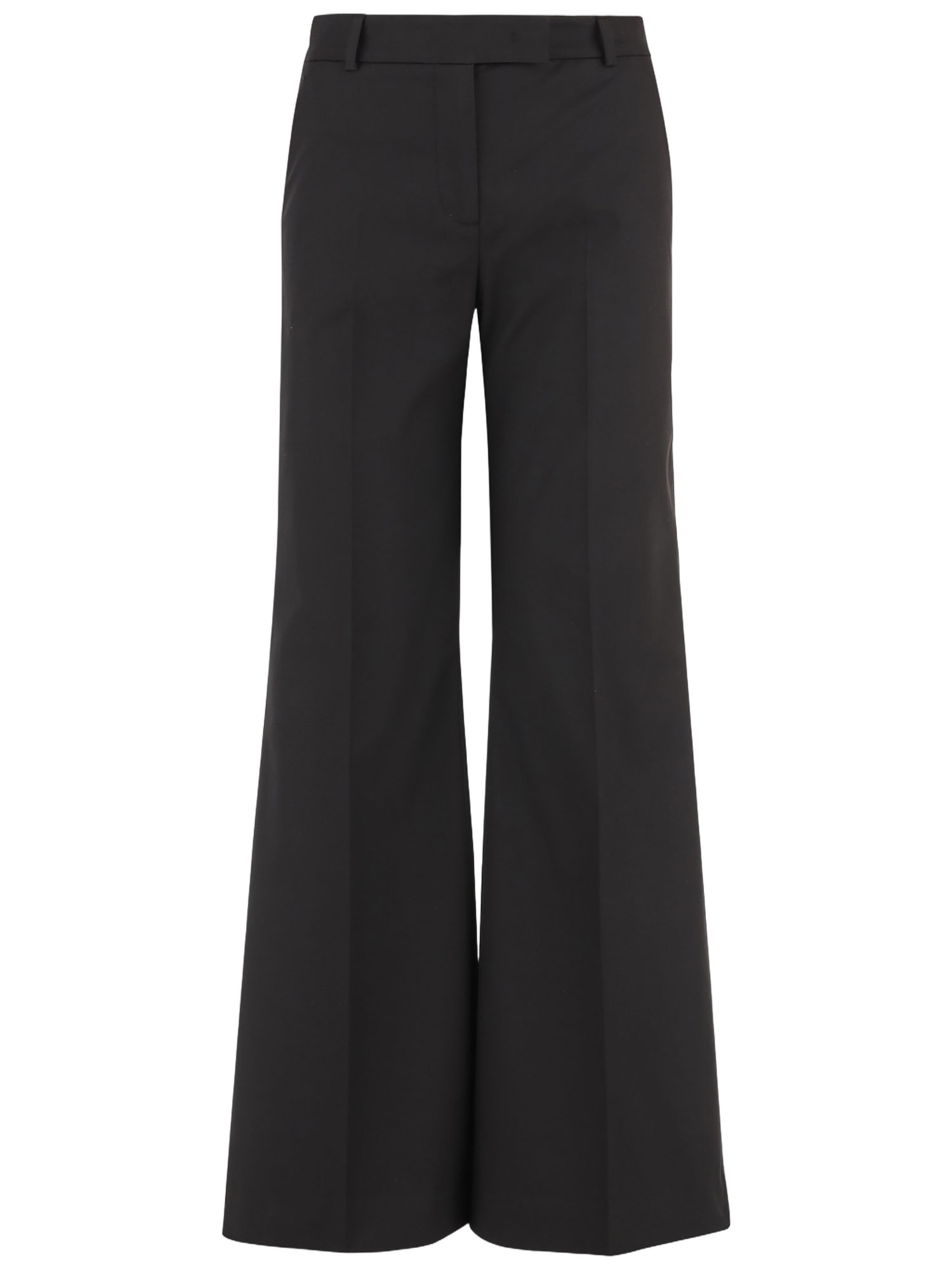 Wide Leg Stretch Cotton Trousers