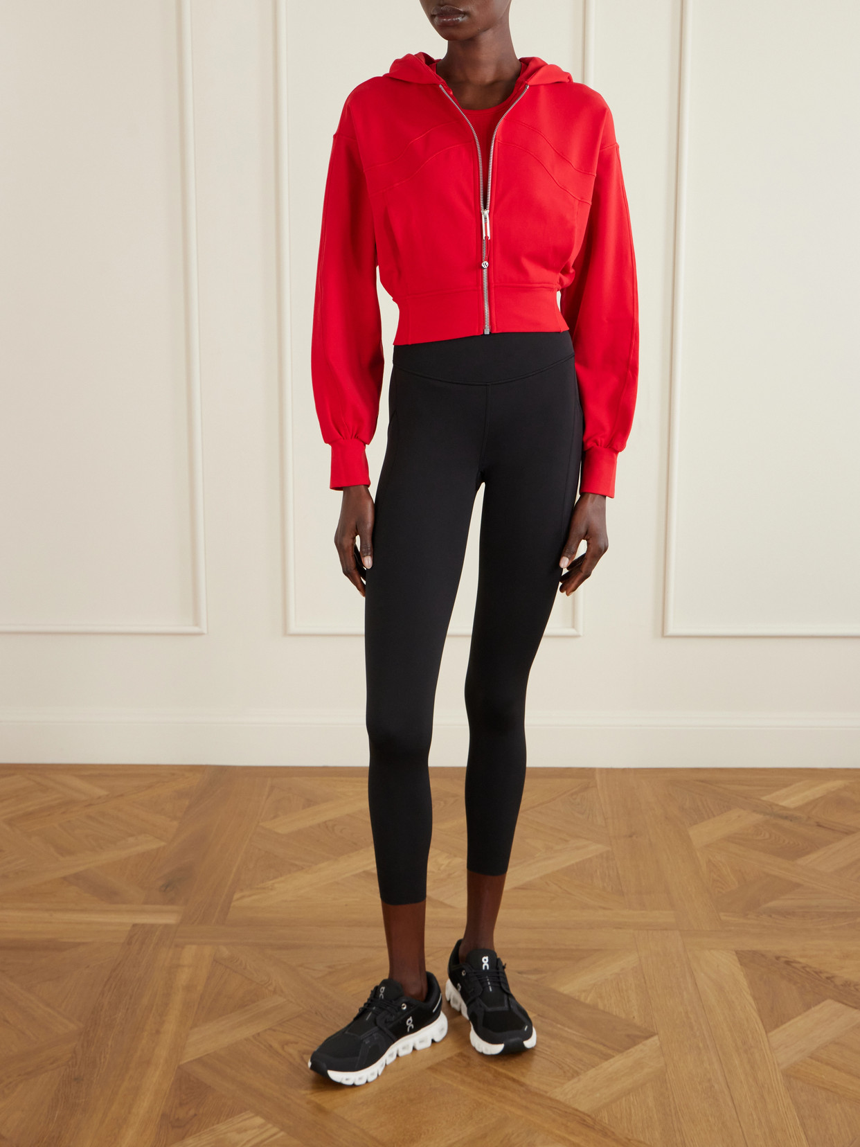 Define Cropped Nulu Hooded Jacket - Red