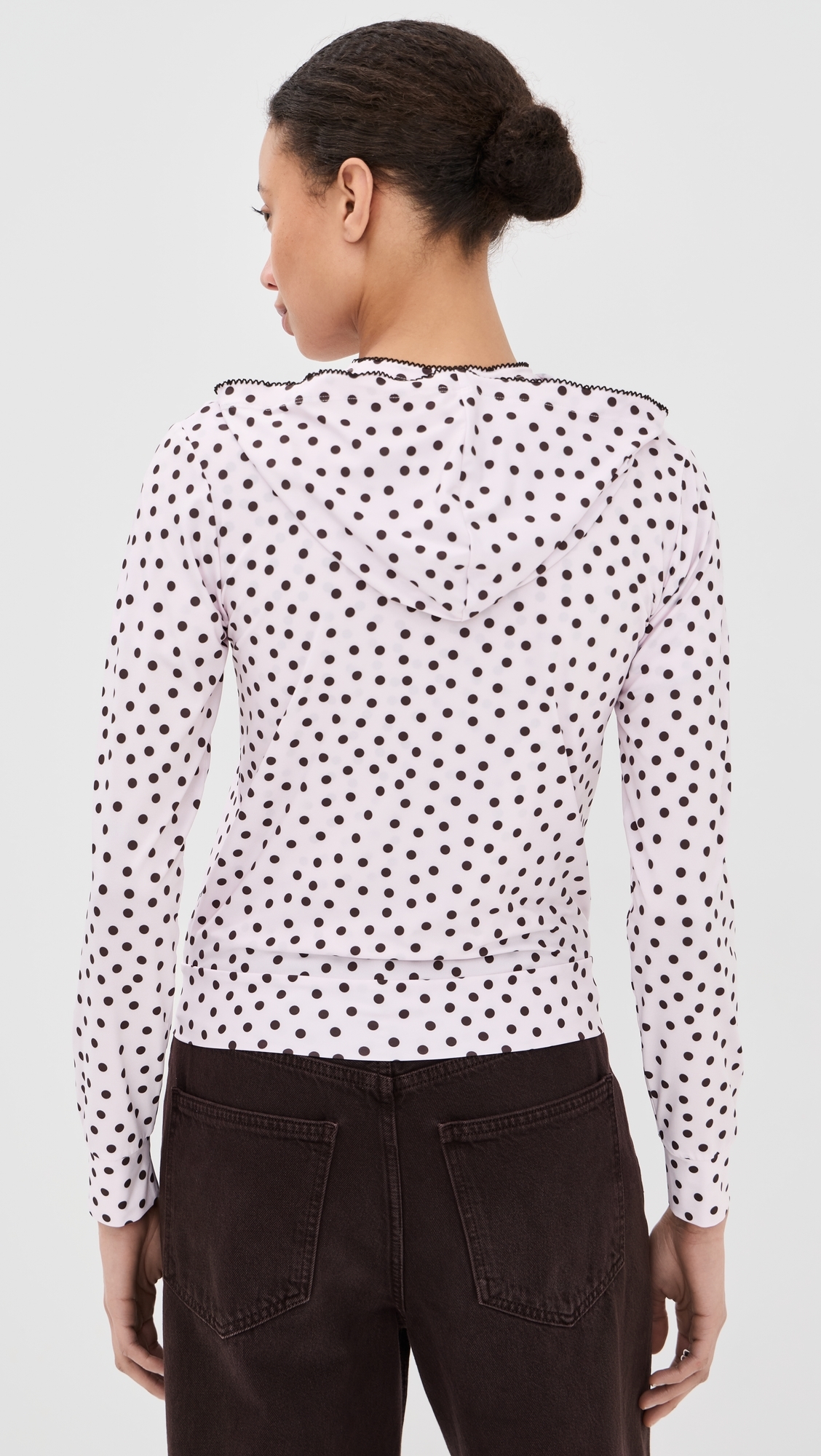 Hoodie Pink/Brown Dots