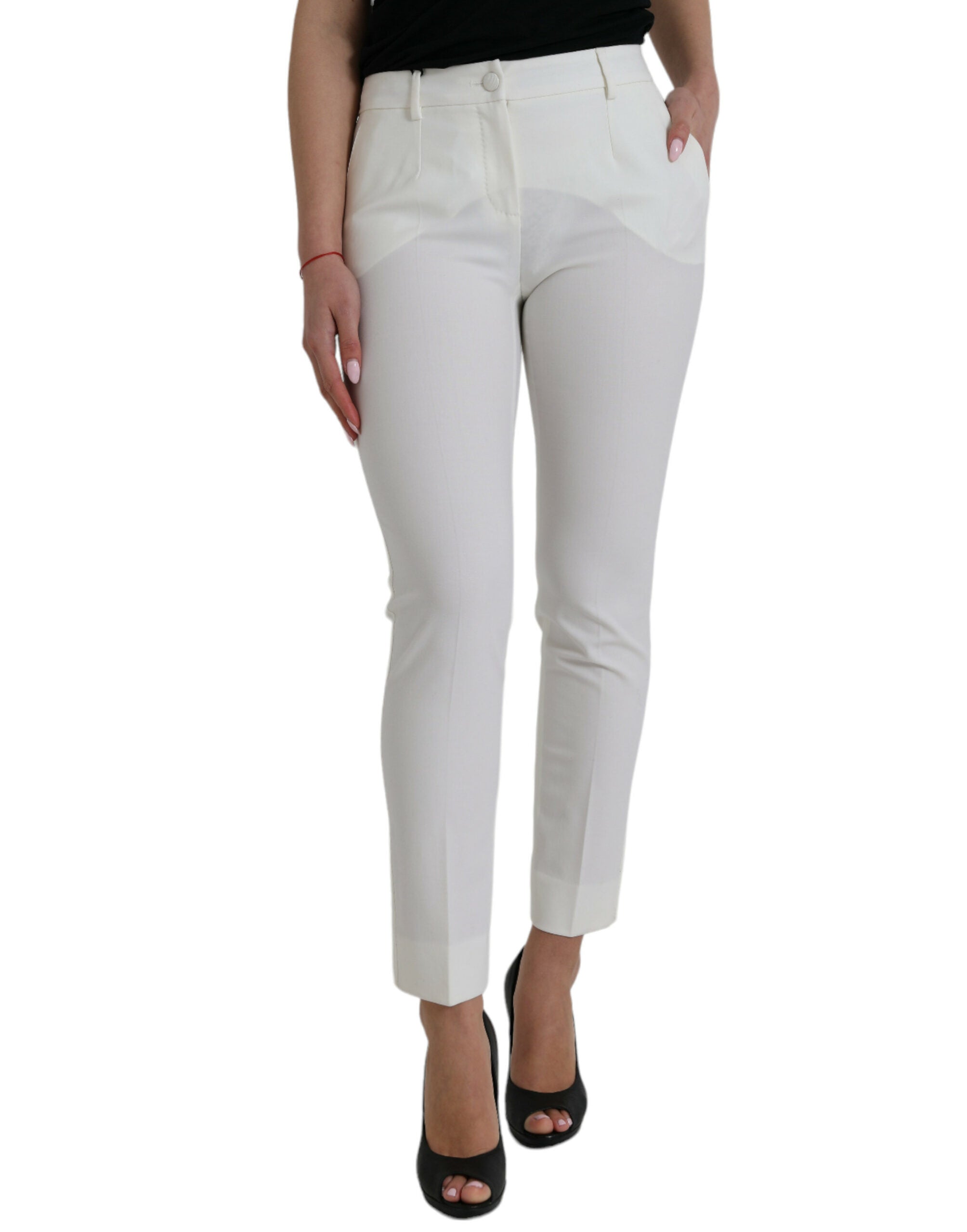 Virgin Wool Tapered Trousers — White