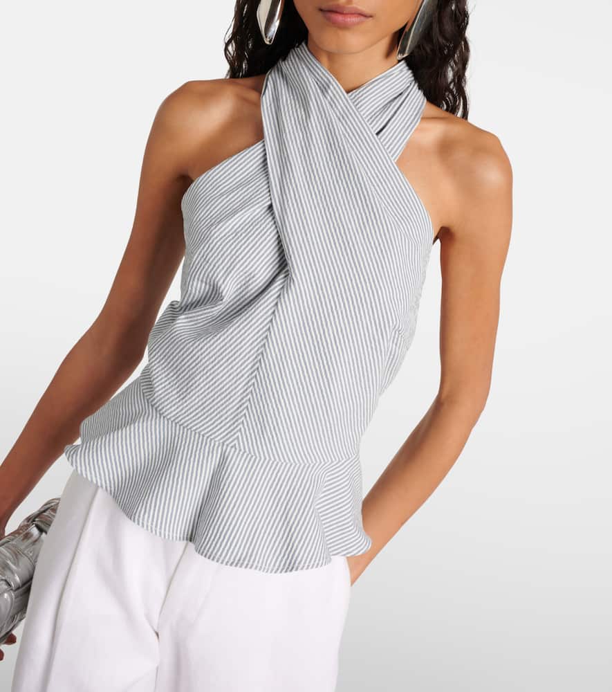 Veronica Beard Drey striped halterneck cotton top