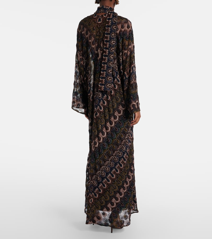 Chevron lamé maxi dress