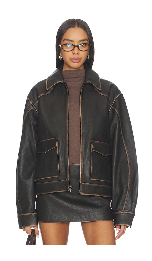 Mimchik Pint Leather Jacket in Black. - L also in M