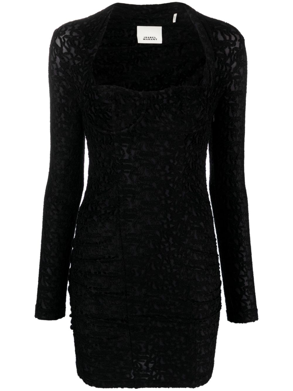 Dilia lace-embroidered long-sleeve minidress - Black