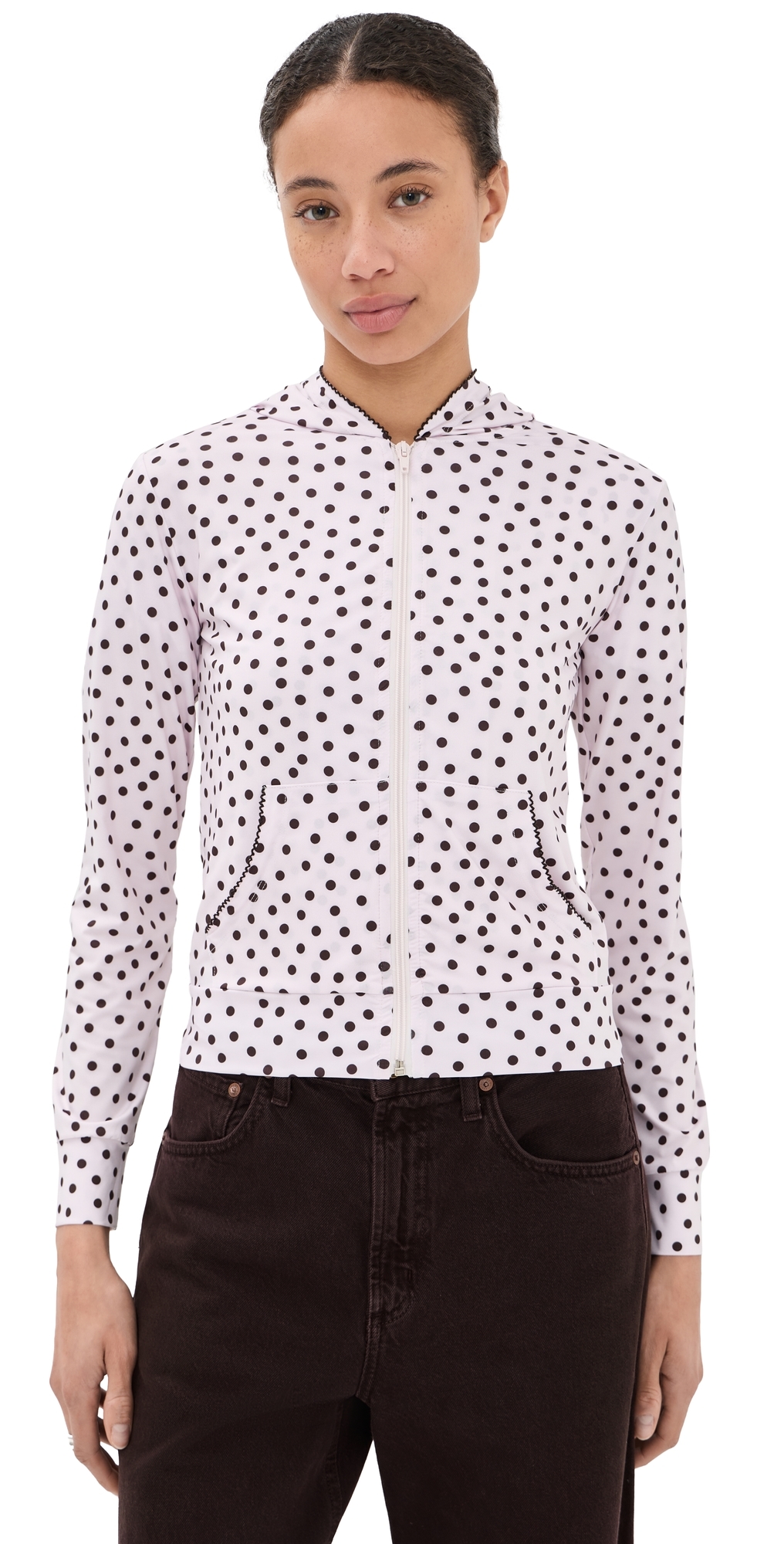 Hoodie Pink/Brown Dots